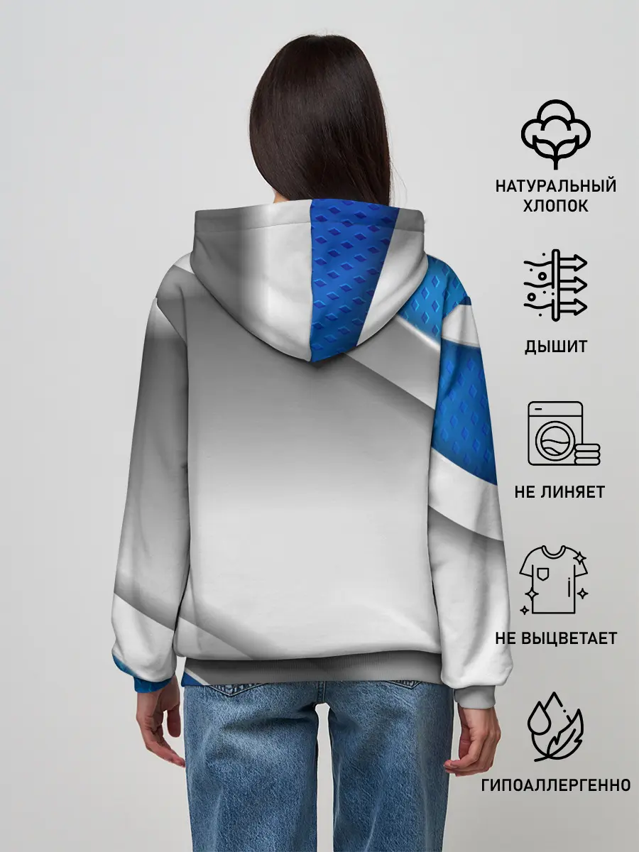 Женское худи / 3D СЕРЕБРО BLUE LINES