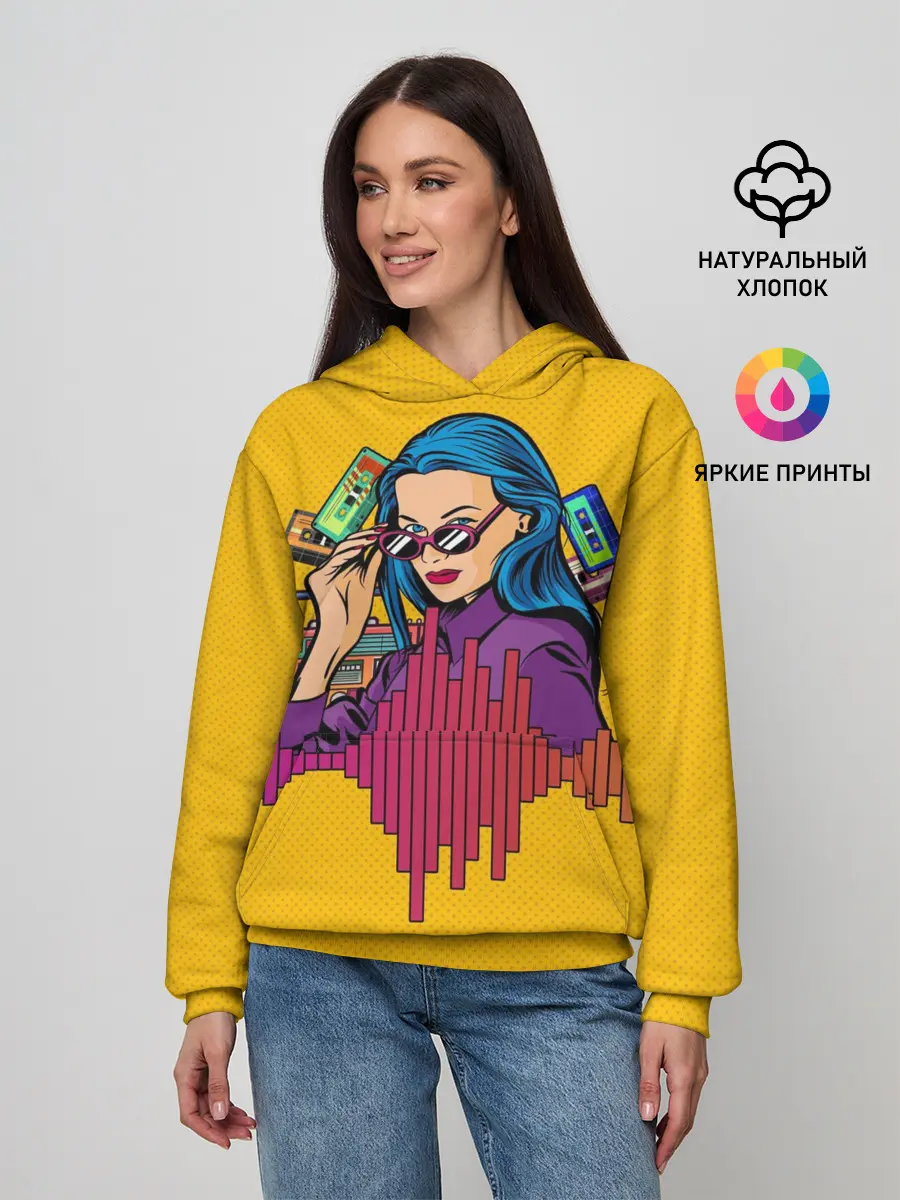 Женское худи / Ретро. Девушка 90-х Арт.