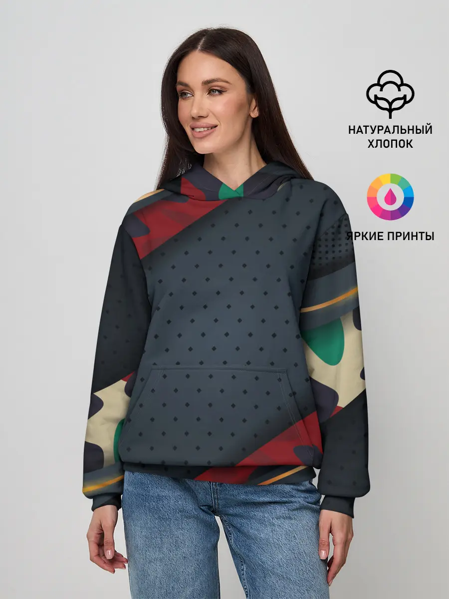 Женское худи / 3D Dark red & black