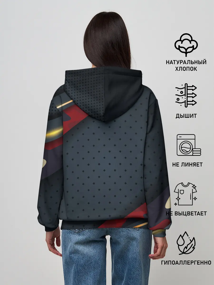 Женское худи / 3D Dark red & black