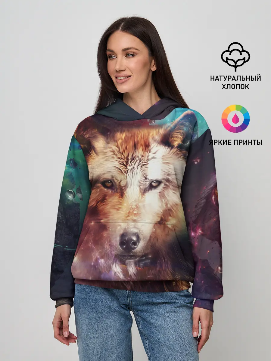 Женское худи / Красивый волк