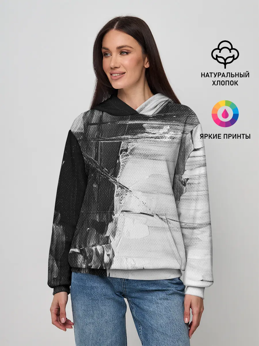 Женское худи / Черно-Белый Арт