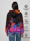 Женское худи / ТРИ ОГНЯ / FIRE / СИНИЙ ОГОНЬ