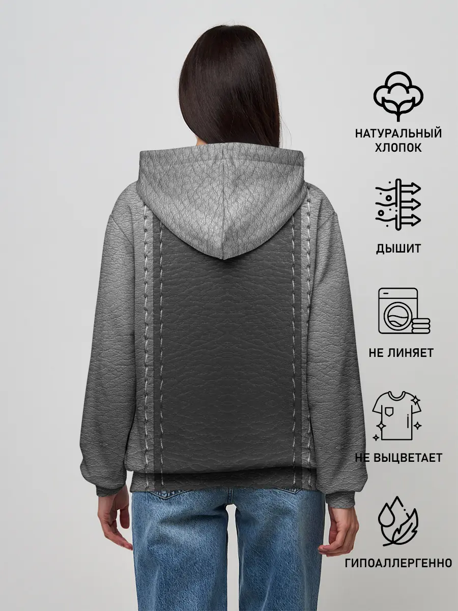 Женское худи / Черно-Серая Кожа