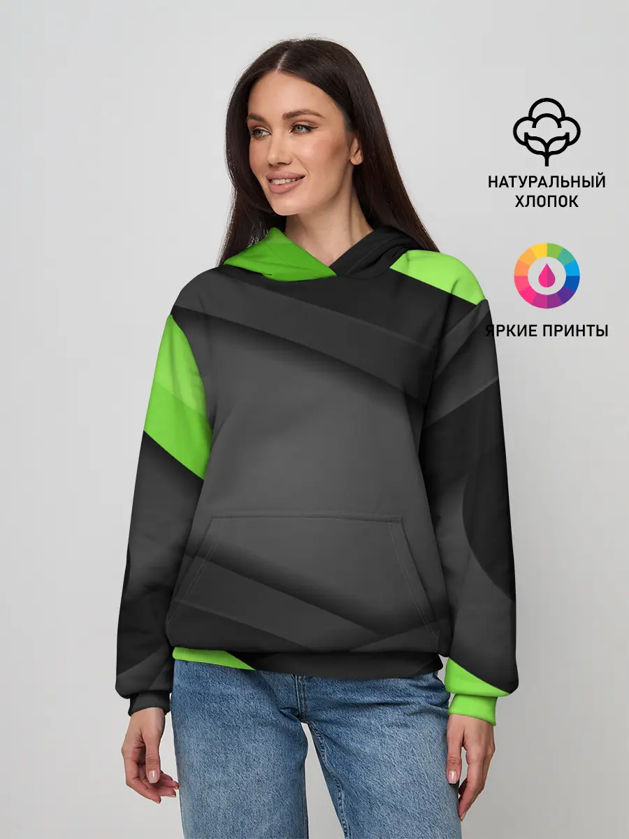 Женское худи / Green / Black