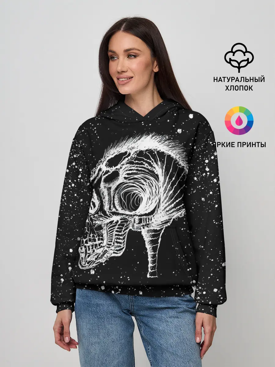 Женское худи / Череп Зверь и Брызги
