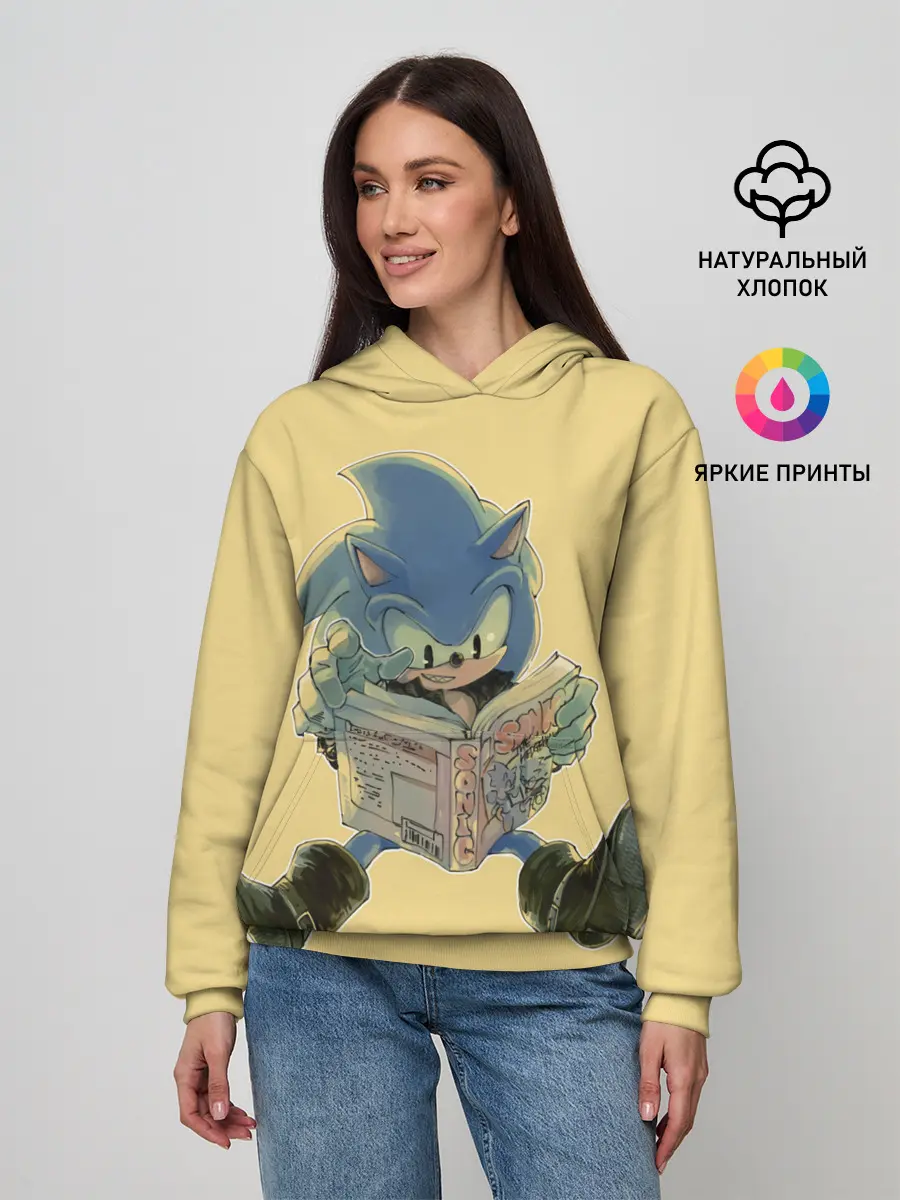 Женское худи / Соник с книжкой