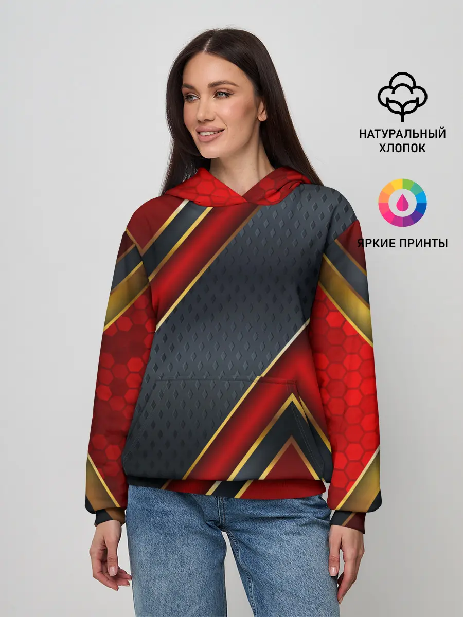 Женское худи / Black & Red 3D