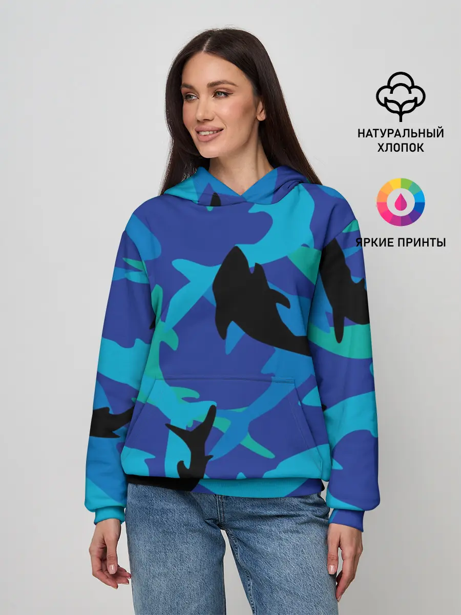 Женское худи / Акулы паттерн