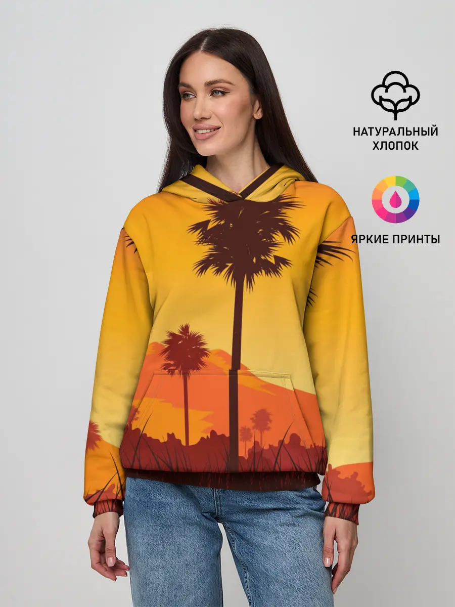 Женское худи / Лето, Пальмы, вечер