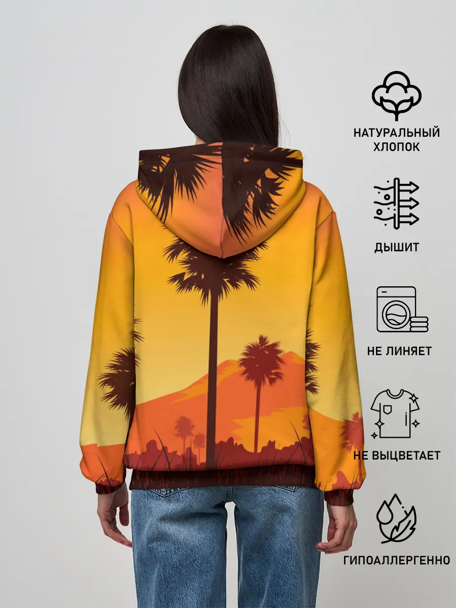 Женское худи / Лето, Пальмы, вечер