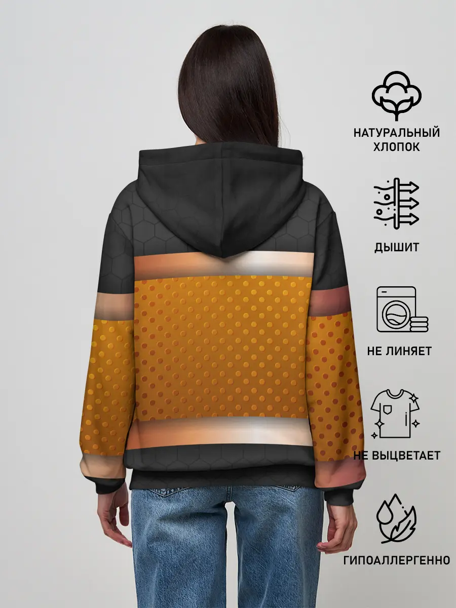Женское худи / 3d gold / black