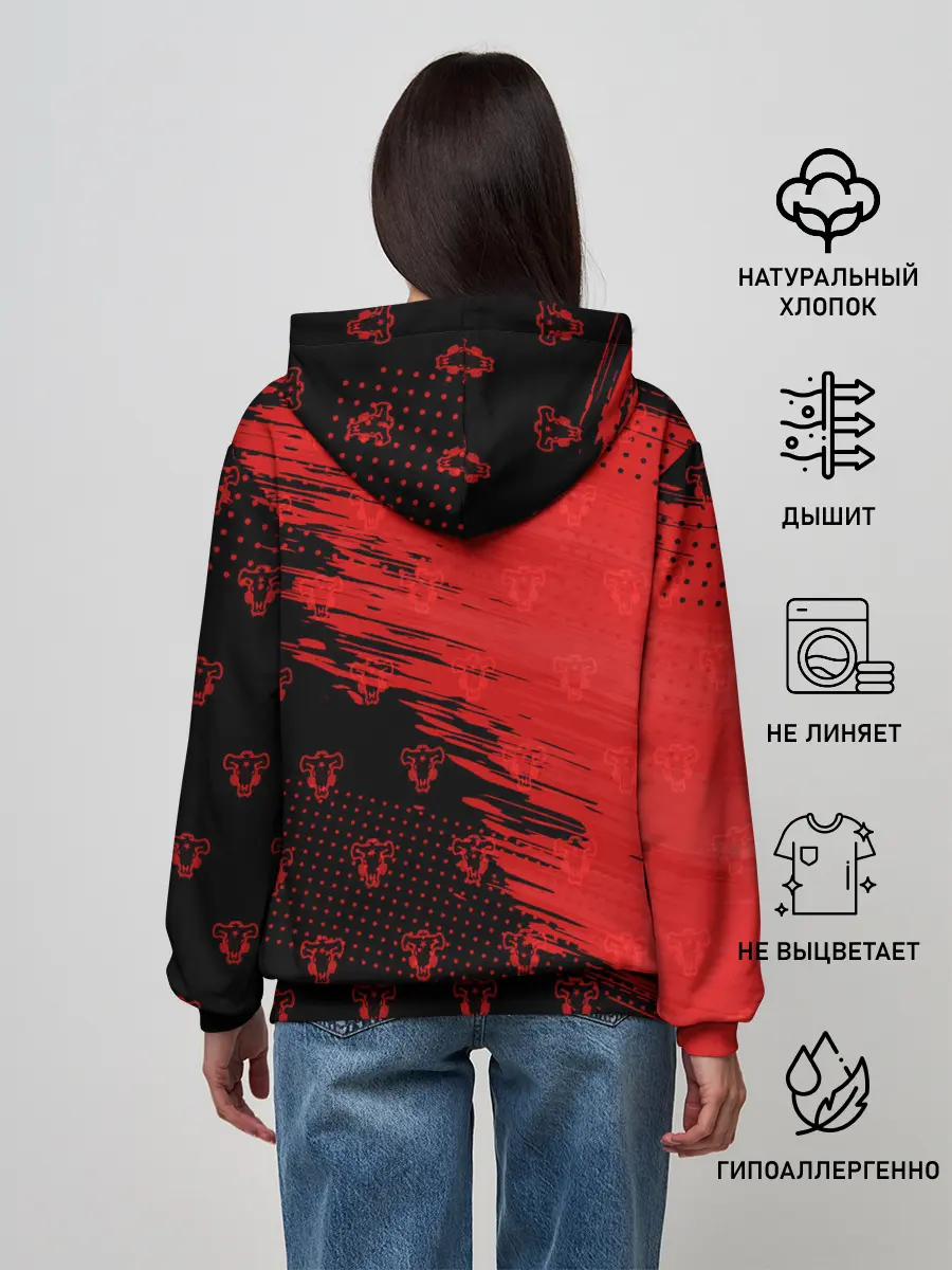 Женское худи / Чёрный клевер голова Аста