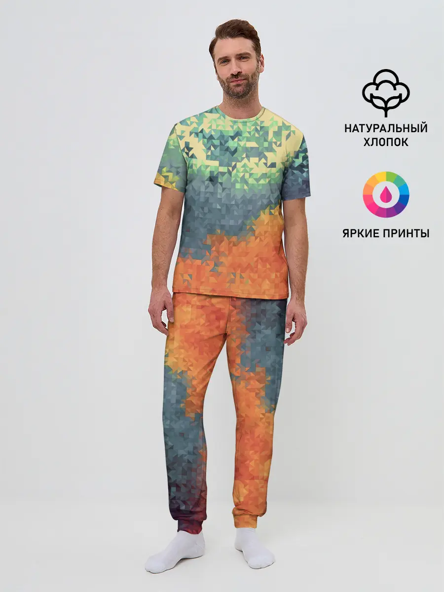 Мужская пижама с брюками / Стихия: лед и пламя