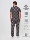 Мужская пижама с брюками / Темный серый узор в клетку