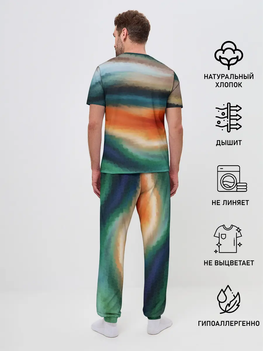 Мужская пижама с брюками / Мозаичный абстрактный узор