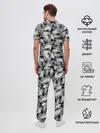 Мужская пижама с брюками / Черно-белый узор шишки