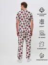 Мужская пижама с брюками / Красно черный узор на белом