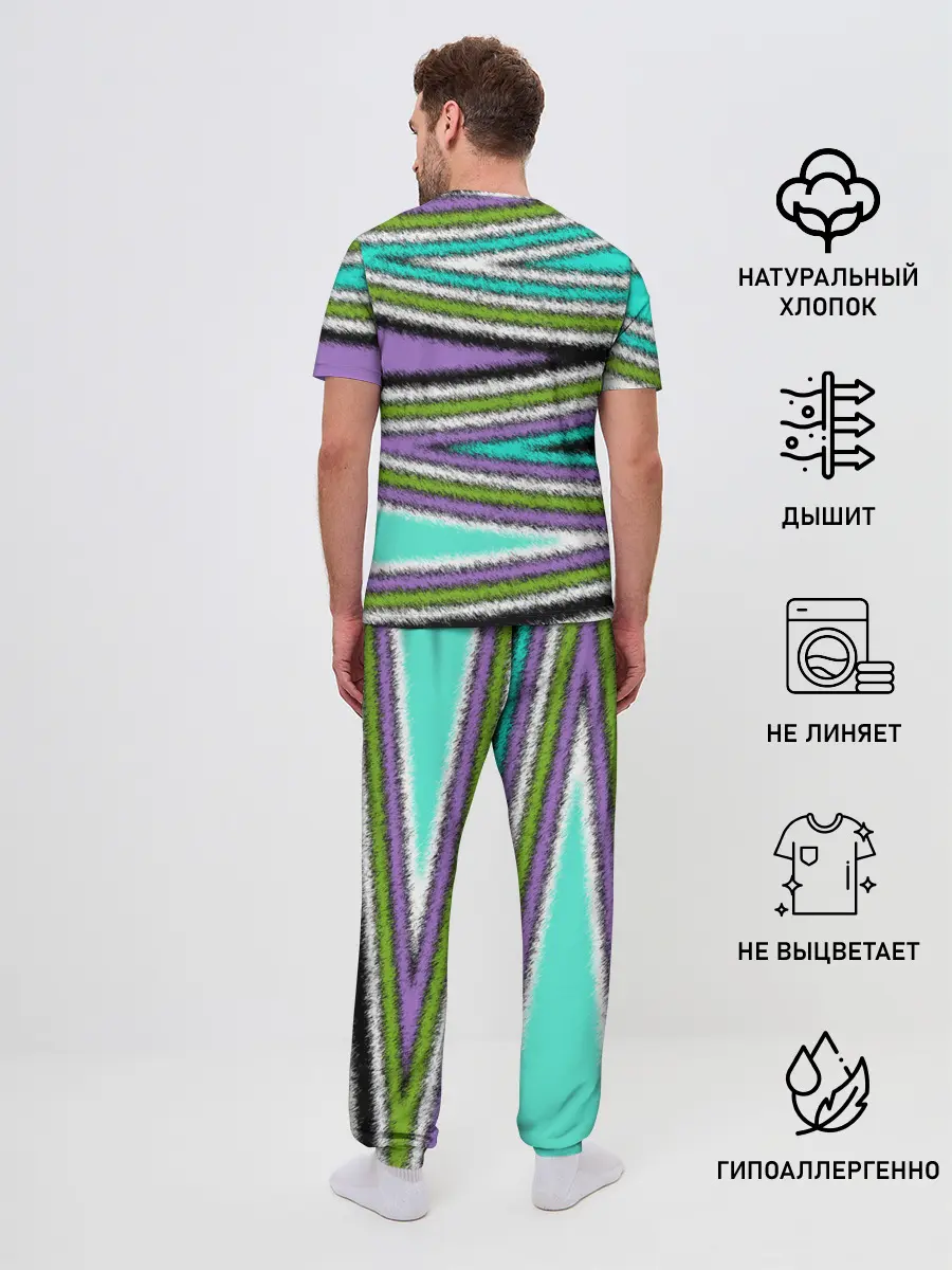 Мужская пижама с брюками / Абстрактный асимметричный