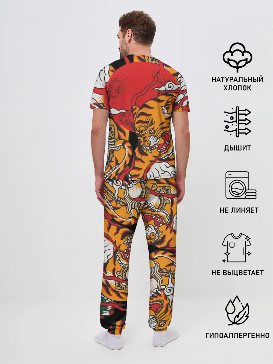 Мужская пижама с брюками / Самурайский тигр