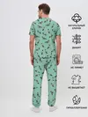 Мужская пижама с брюками / Голуби на зеленом