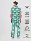 Мужская пижама с брюками / Овечки паттерн на бирюзовом