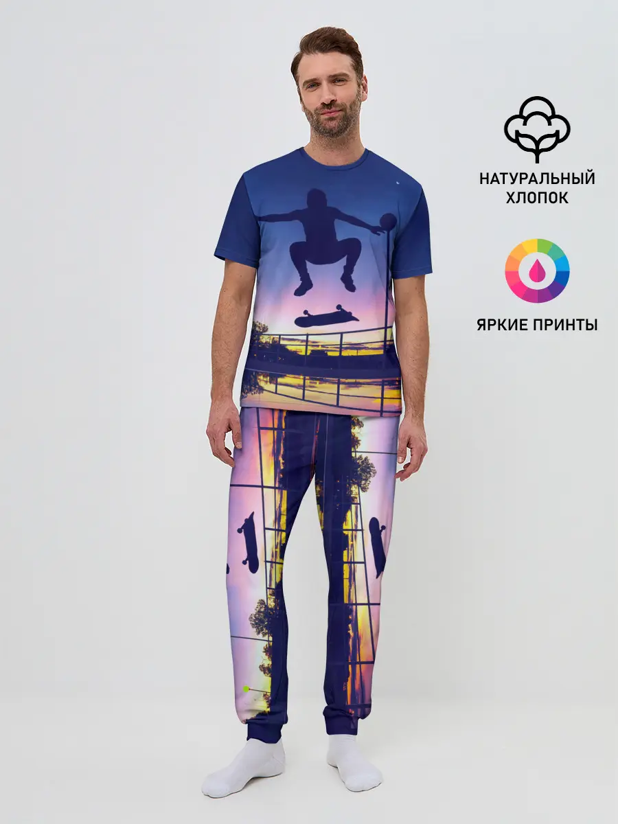 Мужская пижама с брюками / Skateboarding
