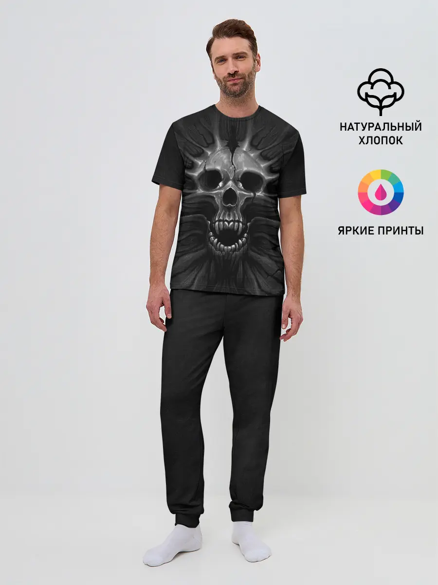 Мужская пижама с брюками / ЧЕРЕП С КЛЫКАМИ