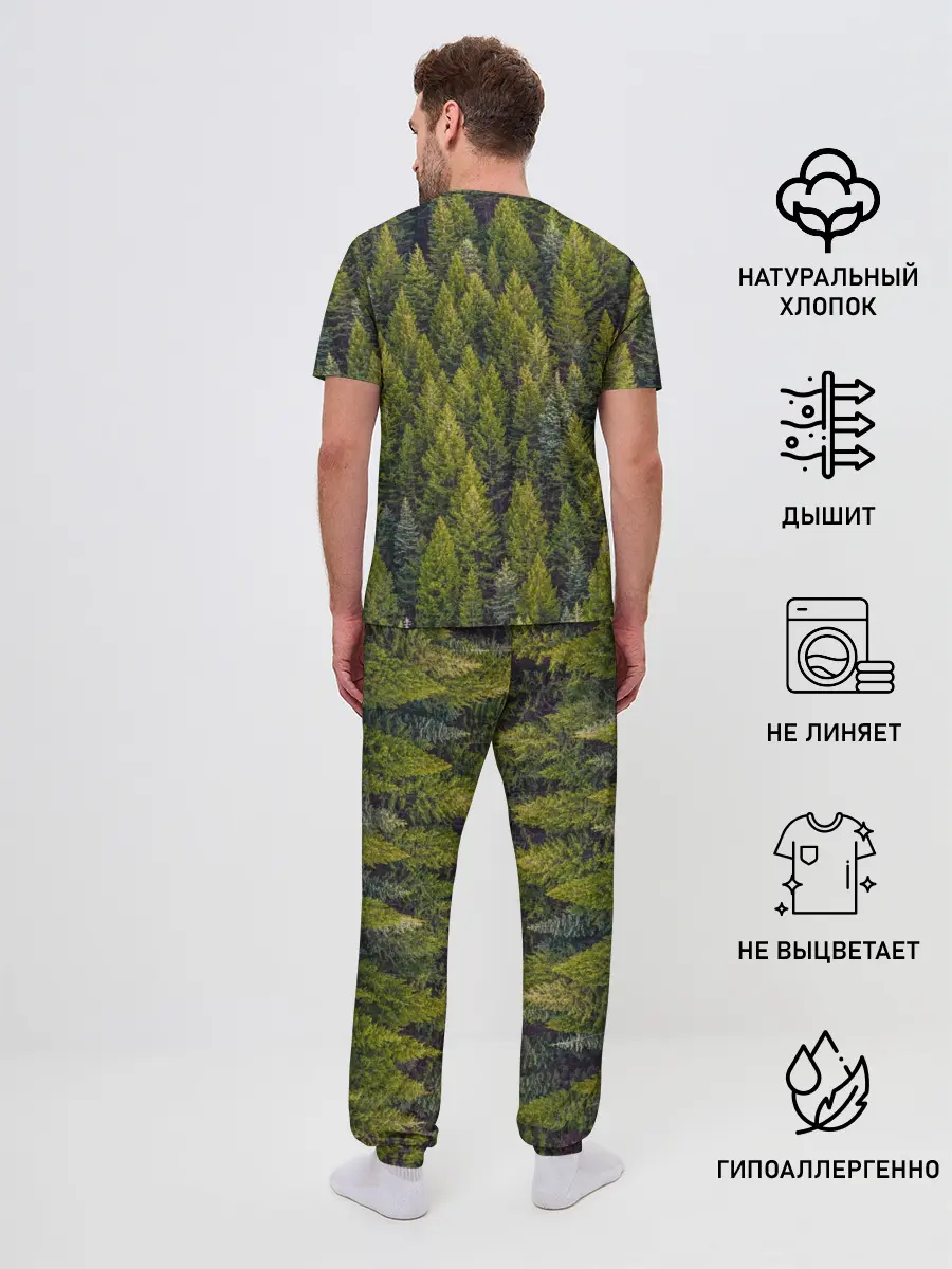 Мужская пижама с брюками / лес вечный
