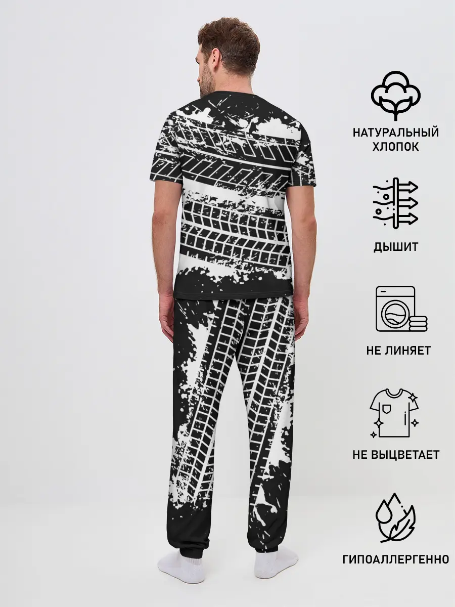 Мужская пижама с брюками / MITSUBISHI СЛЕДЫ ШИН