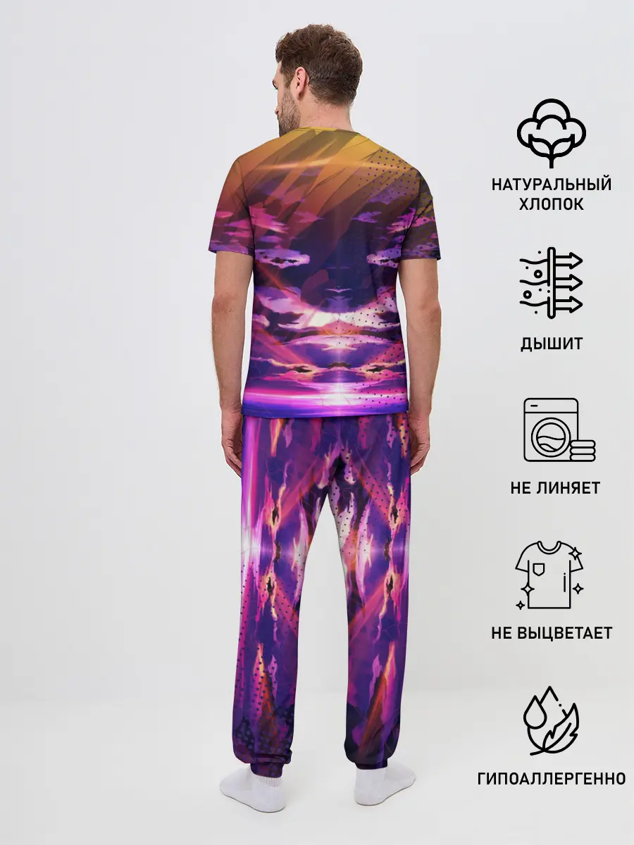 Мужская пижама с брюками / Закат. Облака