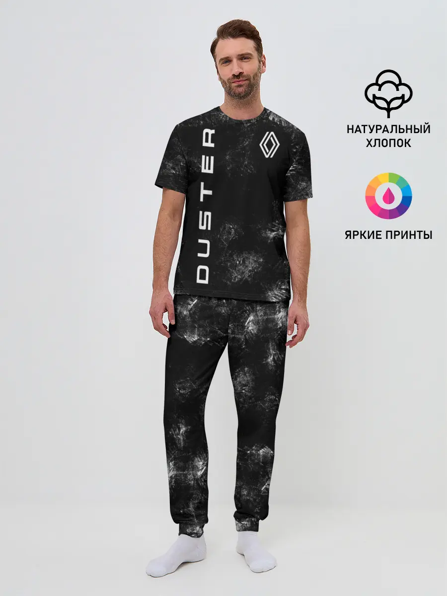 Мужская пижама с брюками / Renault Duster | черный уголь