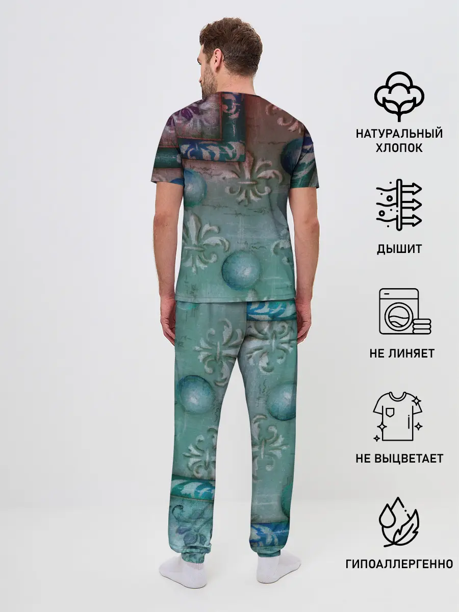 Мужская пижама с брюками / Объемная абстракция - Флер-де-лис