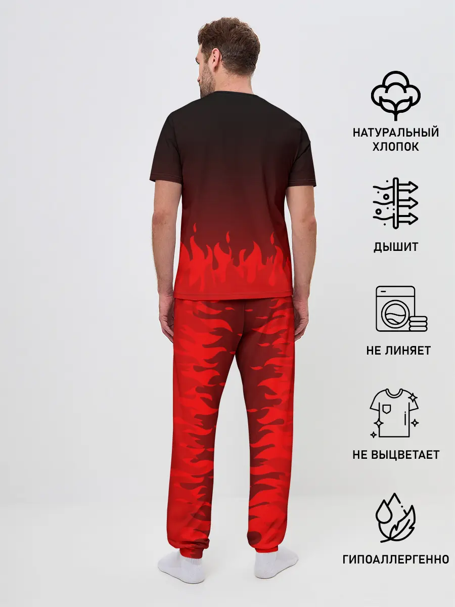 Мужская пижама с брюками / ДЬЯВОЛ | КРАСНЫЙ ОГОНЬ