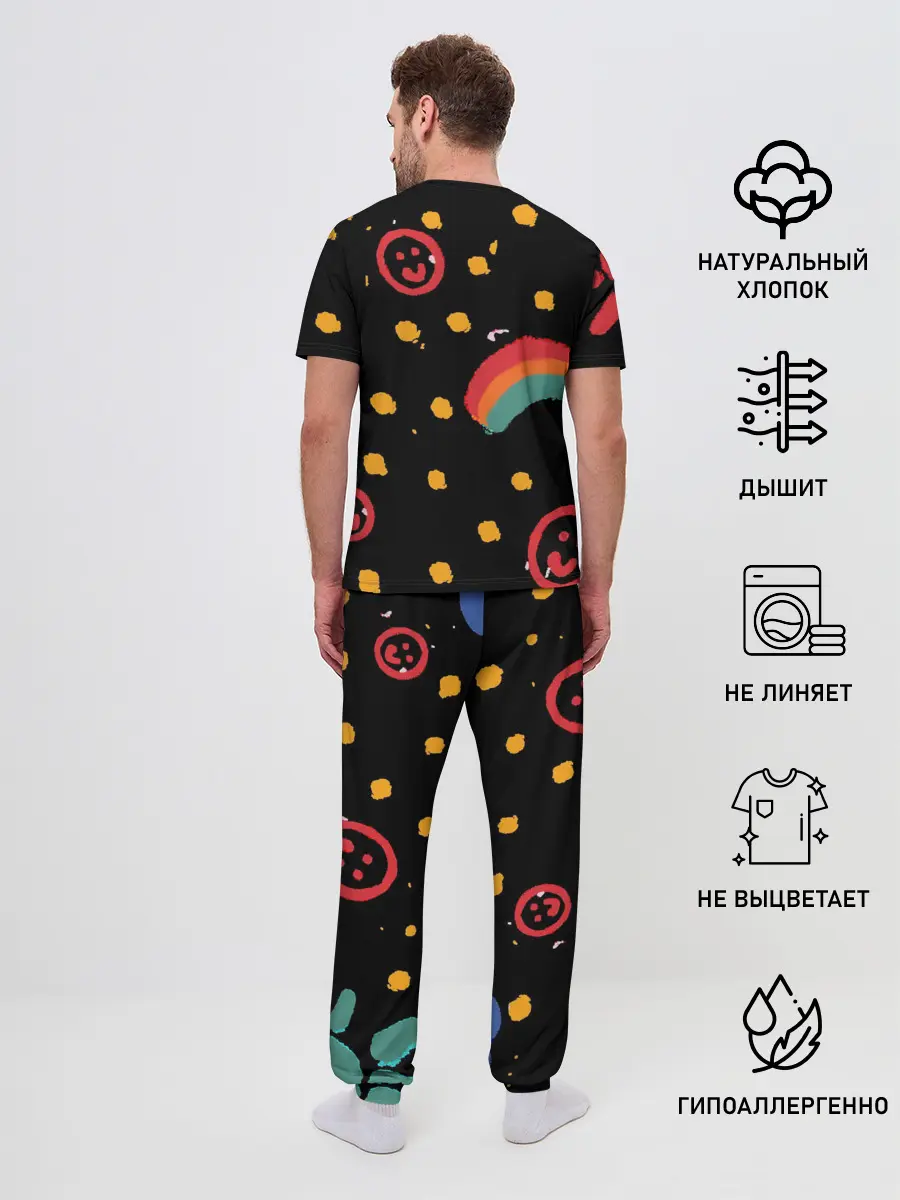 Мужская пижама с брюками / красочное детство