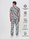 Мужская пижама с брюками / Черно-белый полосатый тигровый