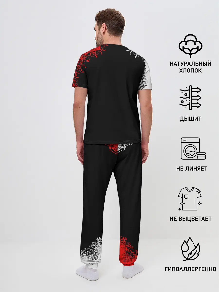 Мужская пижама с брюками / Red White Skull - Череп