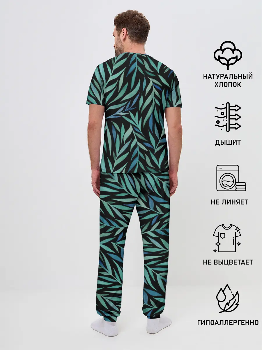 Мужская пижама с брюками / Растительный орнамент