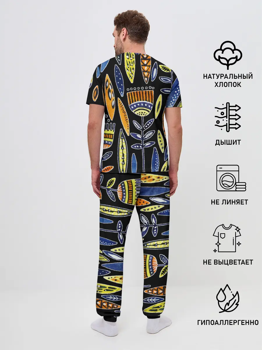 Мужская пижама с брюками / вечные цветы фараона