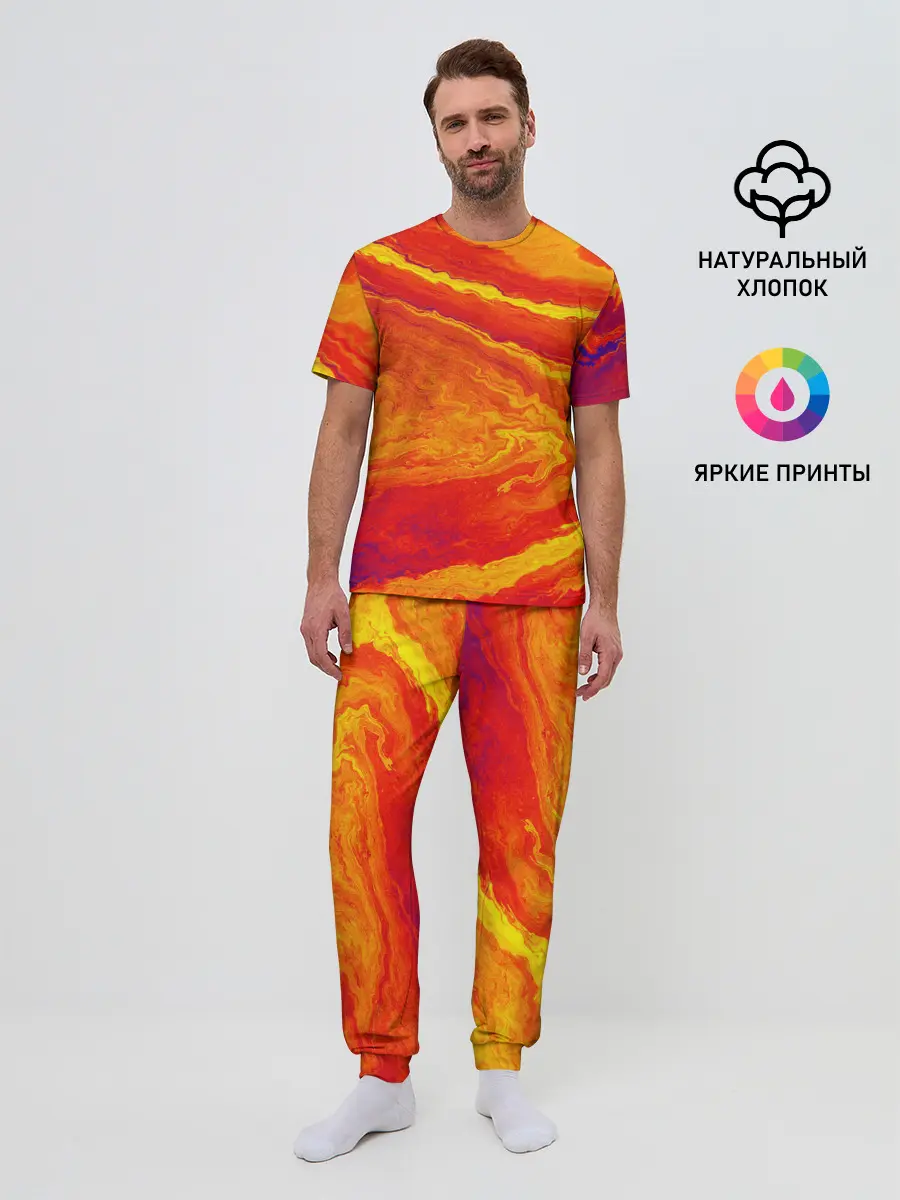 Мужская пижама с брюками / ПЯТНО ЮПИТЕРА | ОРАНЖЕВЫЙ ГРАНЖ