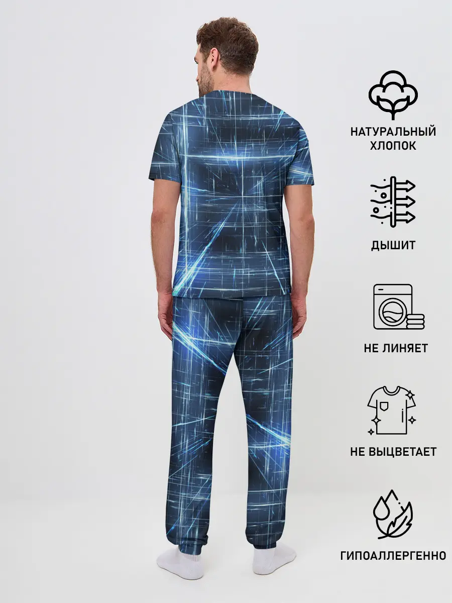 Мужская пижама с брюками / Линии неона