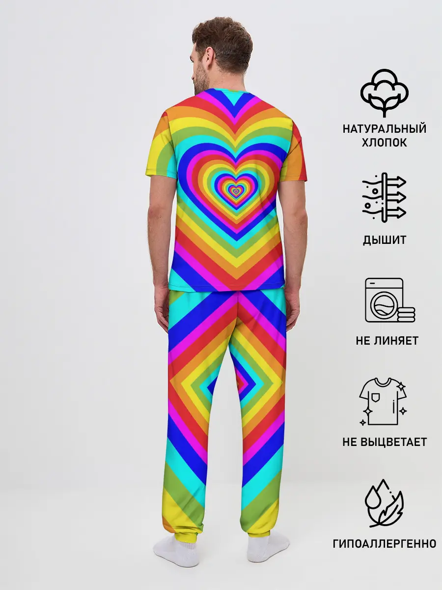 Мужская пижама с брюками / Цветные сердца | Colored hearts