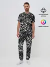 Мужская пижама с брюками / Хаос белого на черном
