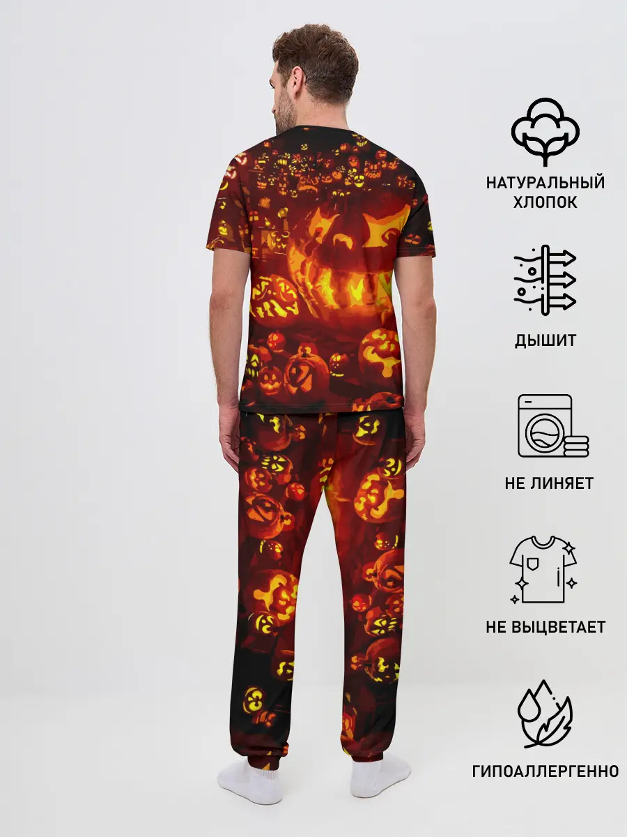 Мужская пижама с брюками / Тыквы на Хэллоуин