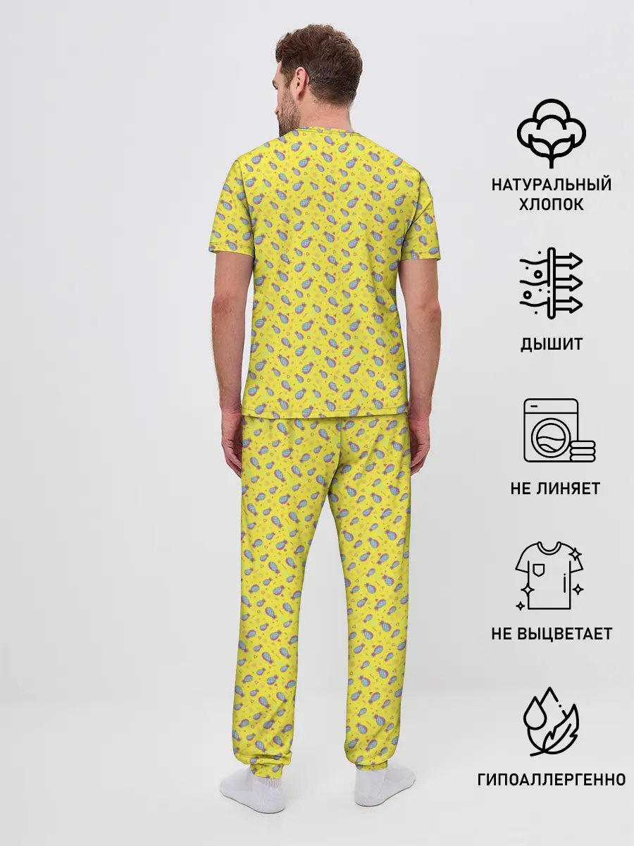 Мужская пижама с брюками / Pineapple Pattern