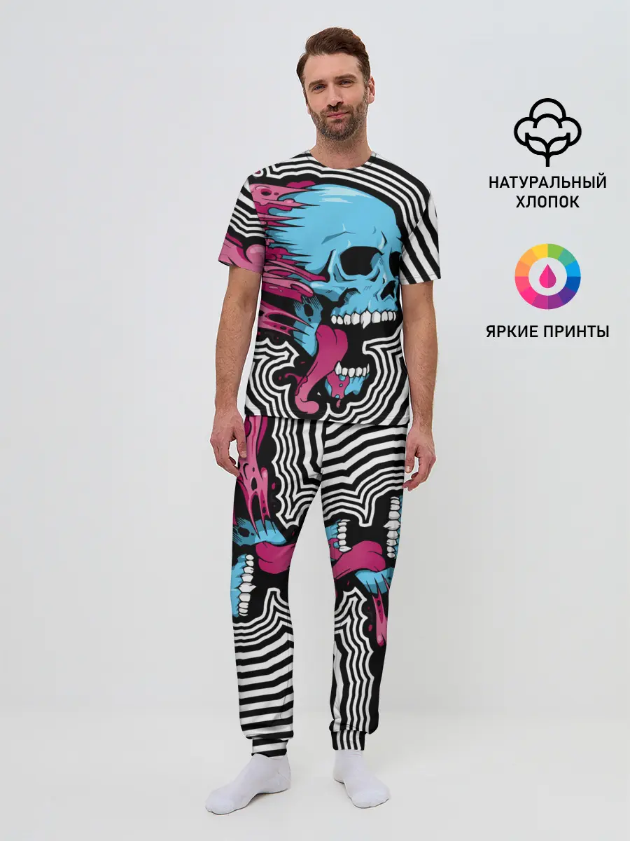 Мужская пижама с брюками / Летящий череп