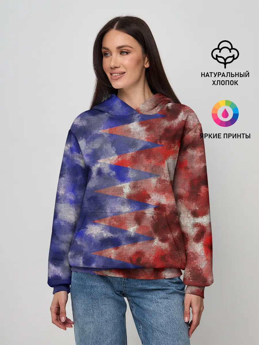 Женское худи / Сине-Красные Разводы