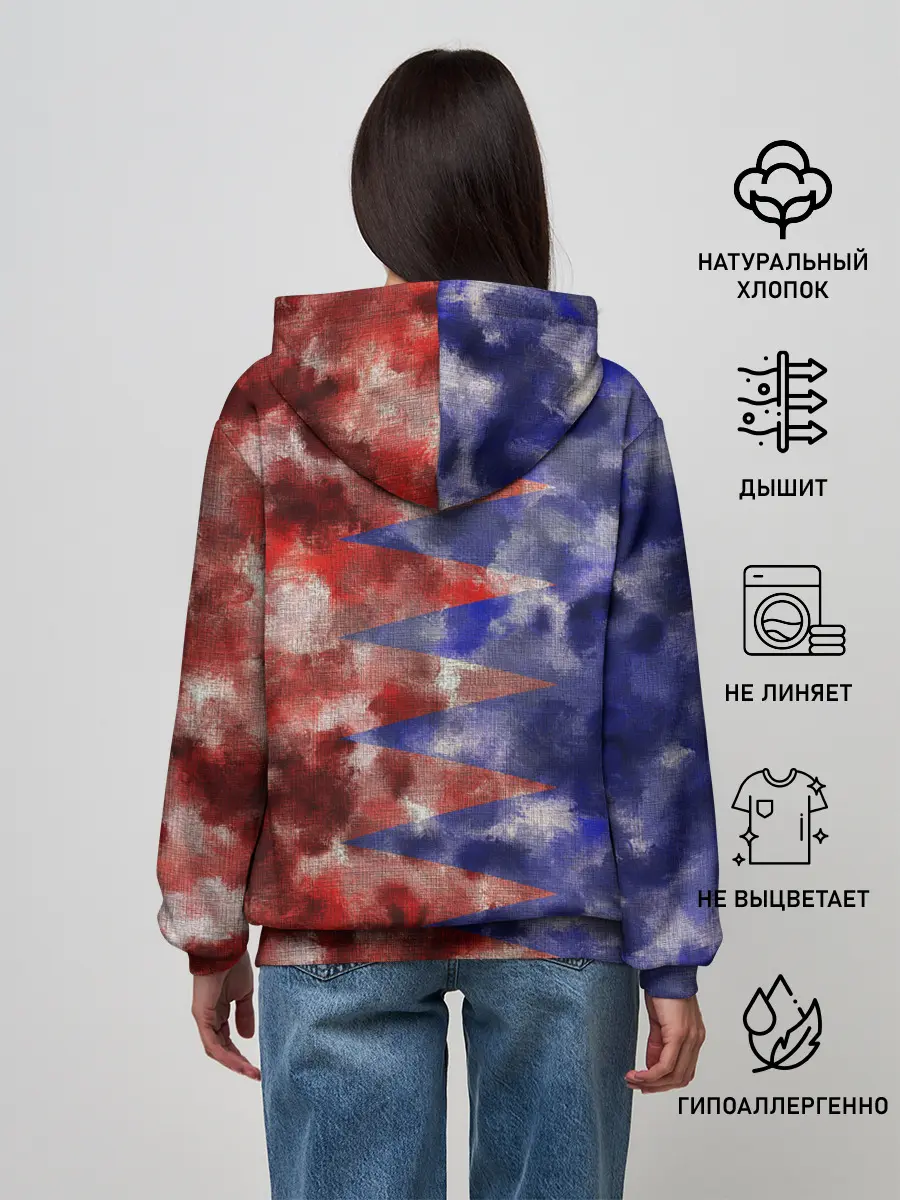 Женское худи / Сине-Красные Разводы