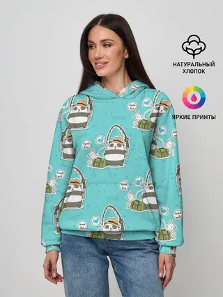 Женское худи / Панда на рыбалке