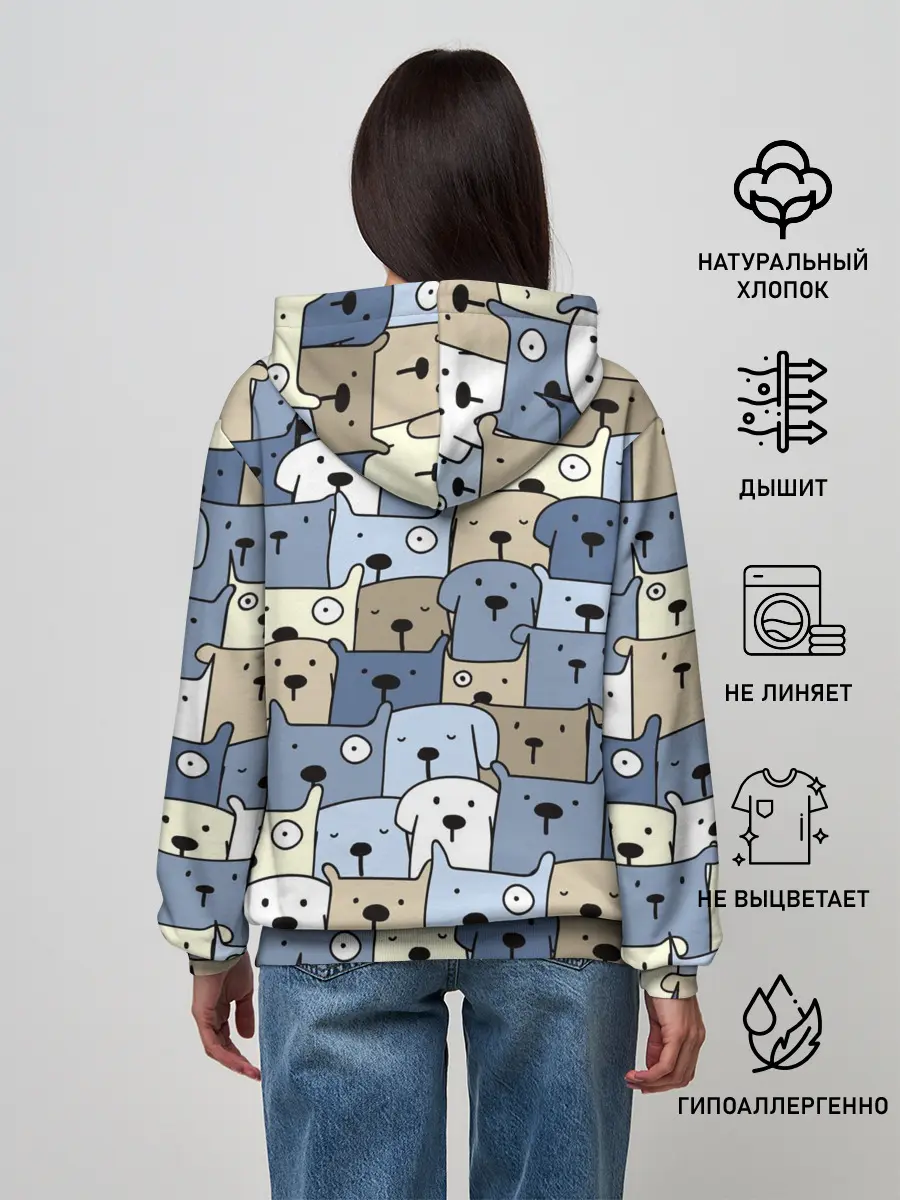 Женское худи / Собачки рисунок паттерном